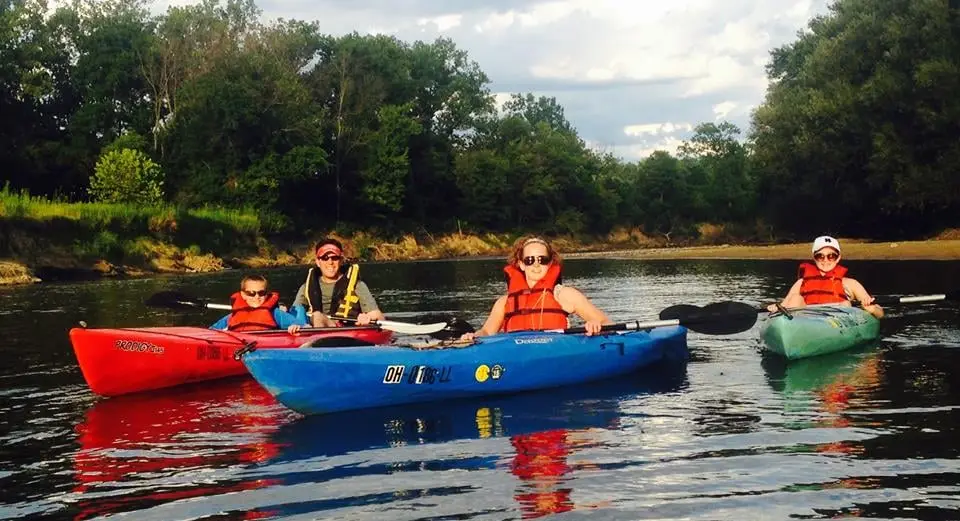 A group of four paddlers on a self-guided trip through Cuyahoga Valley National Park